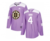 Men Adidas Boston Bruins #4 Bobby Orr Purple Authentic Fights Cancer Stitched NHL Jersey