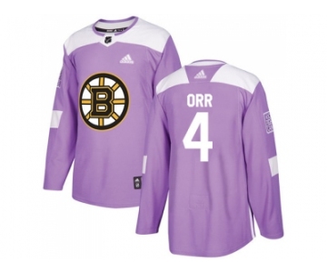 Men Adidas Boston Bruins #4 Bobby Orr Purple Authentic Fights Cancer Stitched NHL Jersey