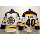 Men Adidas Boston Bruins #40 Tuukka Rask White Road Authentic Stitched NHL Jersey