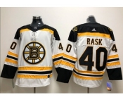 Men Adidas Boston Bruins #40 Tuukka Rask White Road Authentic Stitched NHL Jersey