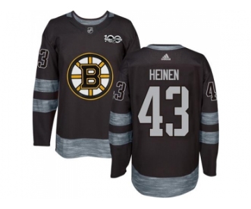 Men Adidas Boston Bruins #43 Danton Heinen Black 1917-2017 100th Anniversary Stitched NHL Jersey