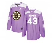 Men Adidas Boston Bruins #43 Danton Heinen Purple Authentic Fights Cancer Stitched NHL Jersey