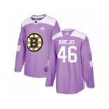 Men Adidas Boston Bruins #46 David Krejci Purple Authentic Fights Cancer Stitched NHL Jersey