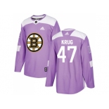 Men Adidas Boston Bruins #47 Torey Krug Purple Authentic Fights Cancer Stitched NHL Jersey