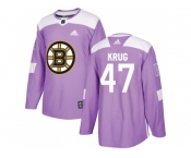 Men Adidas Boston Bruins #47 Torey Krug Purple Authentic Fights Cancer Stitched NHL Jersey