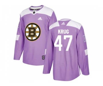 Men Adidas Boston Bruins #47 Torey Krug Purple Authentic Fights Cancer Stitched NHL Jersey