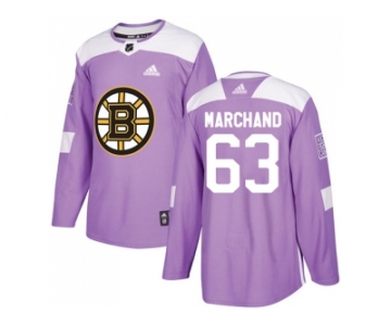 Men Adidas Boston Bruins #63 Brad Marchand Purple Authentic Fights Cancer Stitched NHL Jersey