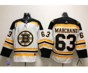 Men Adidas Boston Bruins #63 Brad Marchand White Road Authentic Stitched NHL Jersey