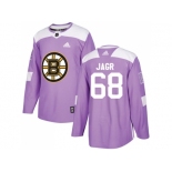 Men Adidas Boston Bruins #68 Jaromir Jagr Purple Authentic Fights Cancer Stitched NHL Jersey