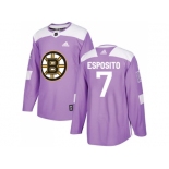 Men Adidas Boston Bruins #7 Phil Esposito Purple Authentic Fights Cancer Stitched NHL Jersey