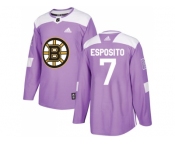 Men Adidas Boston Bruins #7 Phil Esposito Purple Authentic Fights Cancer Stitched NHL Jersey