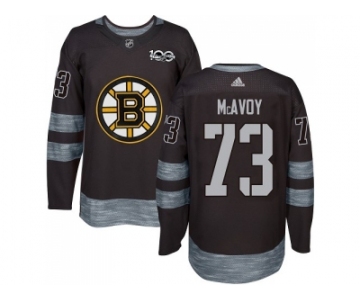 Men Adidas Boston Bruins #73 Charlie McAvoy Black 1917-2017 100th Anniversary Stitched NHL Jersey