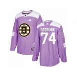 Men Adidas Boston Bruins #74 Jake DeBrusk Purple Authentic Fights Cancer Stitched NHL Jersey