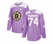 Men Adidas Boston Bruins #74 Jake DeBrusk Purple Authentic Fights Cancer Stitched NHL Jersey