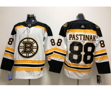 Men Adidas Boston Bruins #88 David Pastrnak White Road Authentic Stitched NHL Jersey