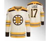 Men Boston Bruins #17 Milan Lucic Cream 100th Anniversary StitchedStitched Jersey