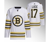 Men Boston Bruins #17 Milan Lucic White 100th Anniversary Stitched Jersey