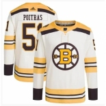 Men Boston Bruins #51 Matthew Poitras Cream 100th Anniversary Stitched Jersey