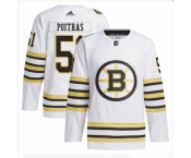 Men Boston Bruins #51 Matthew Poitras White 100th Anniversary Stitched Jersey