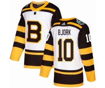 Men's Adidas Boston Bruins #10 Anders Bjork Authentic White 2019 Winter Classic NHL Jersey