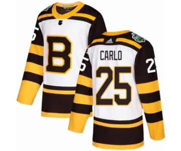 Men's Adidas Boston Bruins #25 Brandon Carlo Authentic White 2019 Winter Classic NHL Jersey