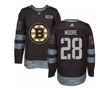 Men's Adidas Boston Bruins #28 Dominic Moore Authentic Black 1917-2017 100th Anniversary NHL Jersey