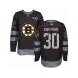 Men's Adidas Boston Bruins #30 Gerry Cheevers Authentic Black 1917-2017 100th Anniversary NHL Jersey