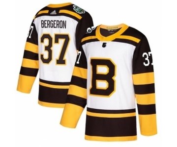 Men's Adidas Boston Bruins #37 Patrice Bergeron Authentic White 2019 Winter Classic NHL Jersey