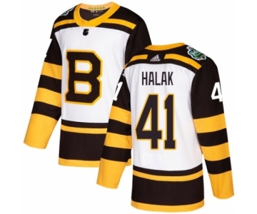 Men's Adidas Boston Bruins #41 Jaroslav Halak Authentic White 2019 Winter Classic NHL Jersey