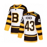 Men's Adidas Boston Bruins #43 Danton Heinen Authentic White 2019 Winter Classic NHL Jersey