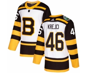 Men's Adidas Boston Bruins #46 David Krejci Authentic White 2019 Winter Classic NHL Jersey