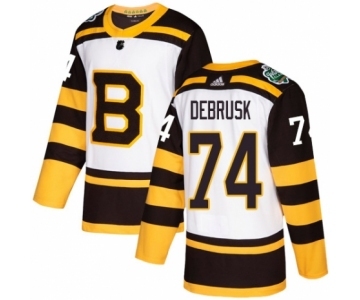 Men's Adidas Boston Bruins #74 Jake DeBrusk Authentic White 2019 Winter Classic NHL Jersey