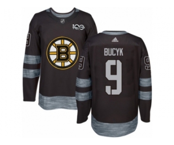 Men's Adidas Boston Bruins #9 Johnny Bucyk Authentic Black 1917-2017 100th Anniversary NHL Jersey