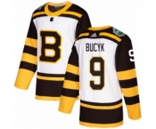 Men's Adidas Boston Bruins #9 Johnny Bucyk Authentic White 2019 Winter Classic NHL Jersey