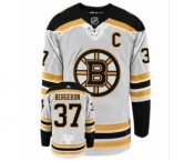 Men's BOSTON BRUINS #37 PATRICE BERGERON with C patch ADIDAS AUTHENTIC AWAY WHITE NHL HOCKEY JERSEY