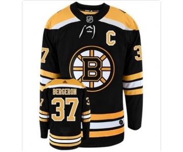 Men's BOSTON BRUINS #37 PATRICE BERGERON with C patch ADIDAS AUTHENTIC HOME NHL HOCKEY JERSEY