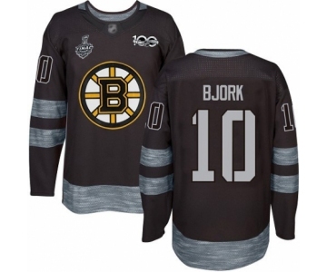 Men's Boston Bruins #10 Anders Bjork Authentic Black 1917-2017 100th Anniversary 2019 Stanley Cup Final Bound Hockey Jersey