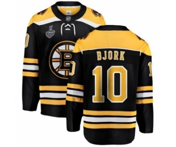 Men's Boston Bruins #10 Anders Bjork Authentic Black Home Fanatics Branded Breakaway 2019 Stanley Cup Final Bound Hockey Jersey