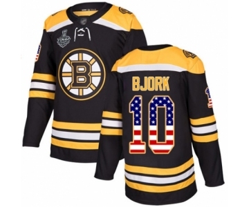 Men's Boston Bruins #10 Anders Bjork Authentic Black USA Flag Fashion 2019 Stanley Cup Final Bound Hockey Jersey