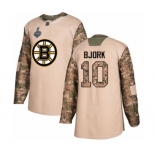 Men's Boston Bruins #10 Anders Bjork Authentic Camo Veterans Day Practice 2019 Stanley Cup Final Bound Hockey Jersey