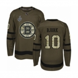 Men's Boston Bruins #10 Anders Bjork Authentic Green Salute to Service 2019 Stanley Cup Final Bound Hockey Jersey