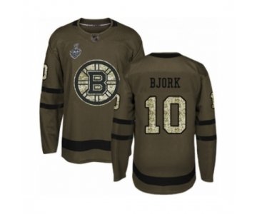 Men's Boston Bruins #10 Anders Bjork Authentic Green Salute to Service 2019 Stanley Cup Final Bound Hockey Jersey