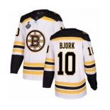 Men's Boston Bruins #10 Anders Bjork Authentic White Away 2019 Stanley Cup Final Bound Hockey Jersey