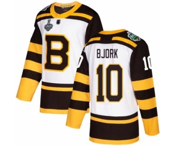 Men's Boston Bruins #10 Anders Bjork Authentic White Winter Classic 2019 Stanley Cup Final Bound Hockey Jersey