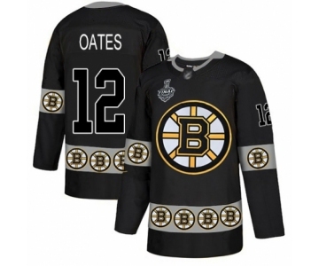 Men's Boston Bruins #12 Adam Oates Authentic Black Team Logo Fashion 2019 Stanley Cup Final Bound Hockey Jersey