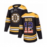 Men's Boston Bruins #12 Adam Oates Authentic Black USA Flag Fashion 2019 Stanley Cup Final Bound Hockey Jersey