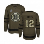 Men's Boston Bruins #12 Adam Oates Authentic Green Salute to Service 2019 Stanley Cup Final Bound Hockey Jersey