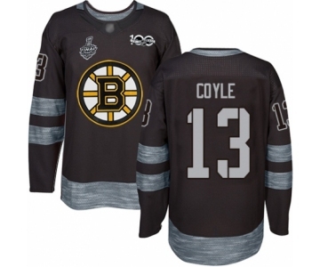 Men's Boston Bruins #13 Charlie Coyle Authentic Black 1917-2017 100th Anniversary 2019 Stanley Cup Final Bound Hockey Jersey