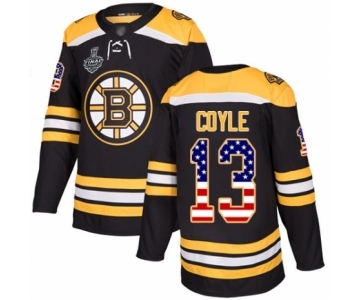 Men's Boston Bruins #13 Charlie Coyle Authentic Black USA Flag Fashion 2019 Stanley Cup Final Bound Hockey Jersey