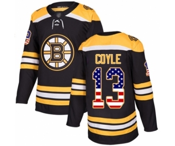 Men's Boston Bruins #13 Charlie Coyle Authentic Black USA Flag Fashion Hockey Jersey